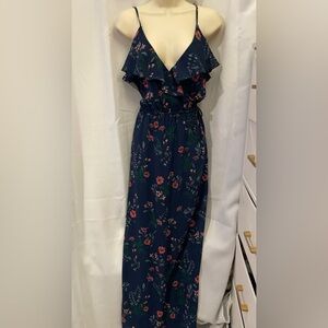 LOVED Navy blue and floral pattern Maxi Dress - Medium